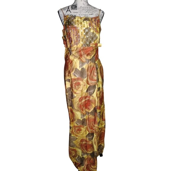 Vintage Minx Modes Sz. 12-13 Spaghetti Strap Evening Dress Beaded Bodice Elegant - Picture 1 of 10